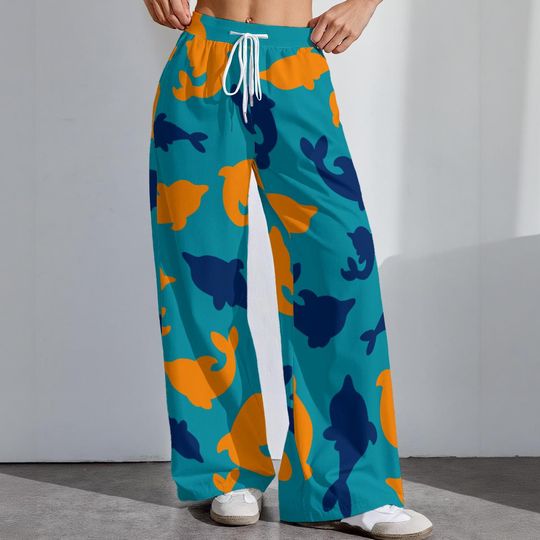 Discover Dolphins Football Women's Pajama Pants, Womens Athletic Sportswear