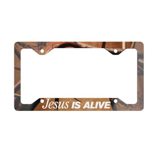 Discover Jesus Is Alive - Metal License Plate Frame -  Christian Car Accessory, Inspirational Gift, Religious Decor, Car Enthusiasts