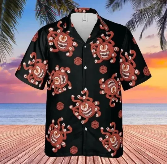 Discover Dungeons & Dragons Hawaiian Shirt Beholder D20, Clothing, Hawaiians