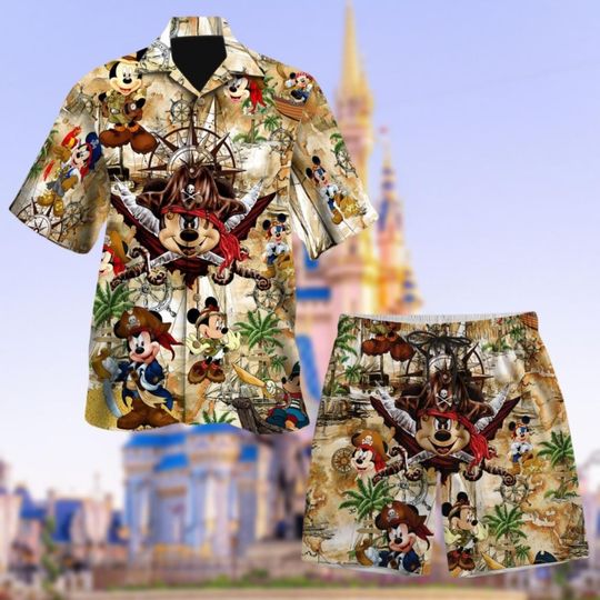 Discover Mickey Mouse Pirate Hawaiian Shirt, Mickey Mouse Button Up, Mickey Mouse Hawaii Shirt, Mickey Mens Shorts, Disney Trip Vacation Shirt