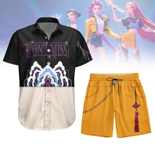Huntrix Mira The Hunter Wont Miss Button Shirt, Men Shorts, Kpop Demon Hunters Hawaii Shirt, Diy Shirt, Subtle Cosplay, Mira, Rumi, Joe