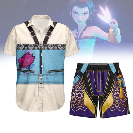 Kpop Demon Hunters Zoey Button Shirt/Shorts, Zoey Mira Rumi Shirt, Zoey Cosplay Costume Shirt, Huntrix Hawaiian Shirt, Halloween Gift