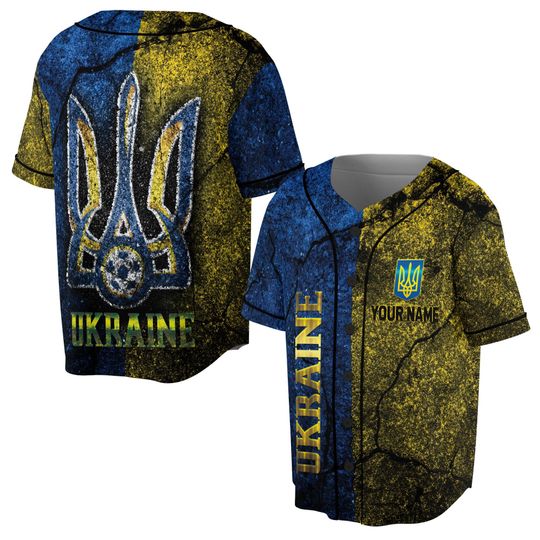 Discover Custom Ukraine Coat of Arms Baseball Jersey with Name