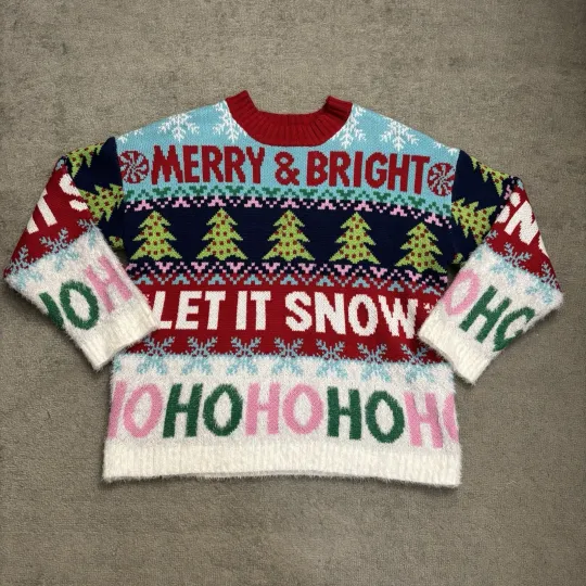 33 Degrees Ugly Christmas Sweater Merry & Bright Let It Snow Ho Ho 33 Women’s XS