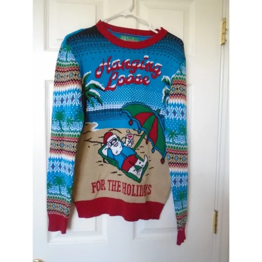 Discover Ugly Christmas Sweater size Medium "Hanging Loose For The Hollidays"