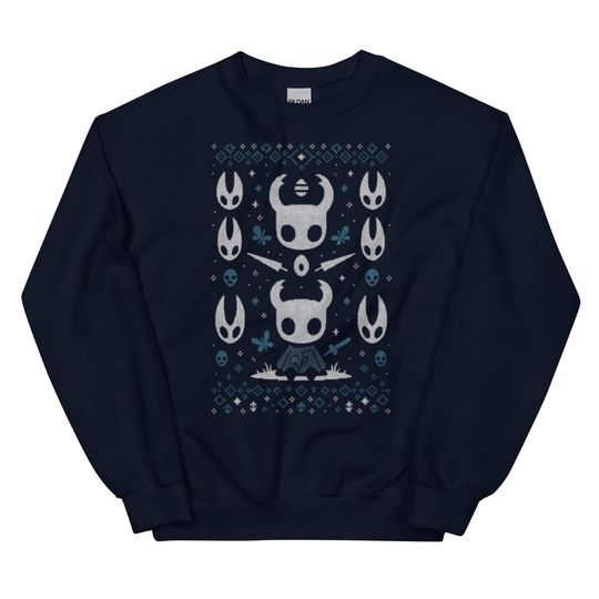 Hollow Knight Christmas Sweater  Chibi Knight Holiday Pullover