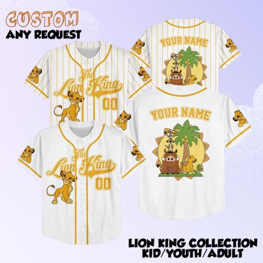 Custom The Lion King Baseball Jersey, Disney The Lion King Jersey