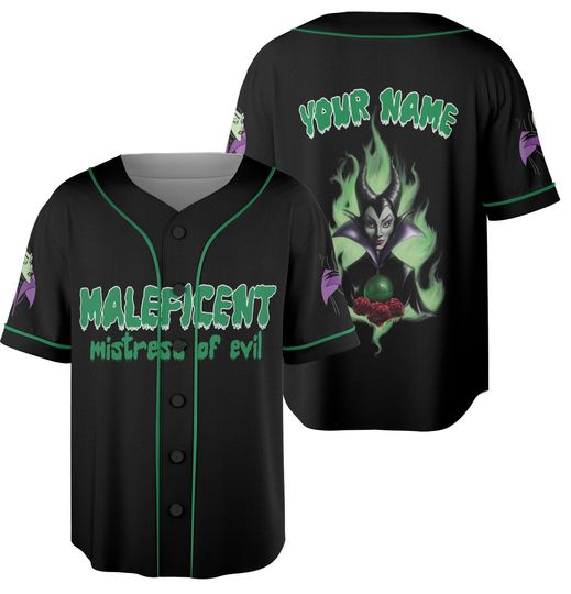 Personalize Disney Villain Maleficent Halloween Baseball Jersey