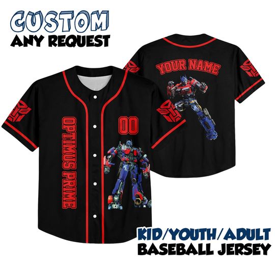 Custom Optimus Prime Baseball Jersey Kid Youth Adult | Custom Transformer Shirt