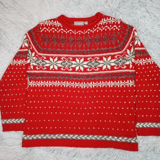 Croft & Barrow Sweater Womens Red L Wool Blend Cozy Comfort Ugly Christmas