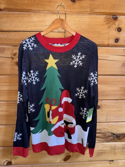 Tipsy Elves Men’s Sz XL Funny Humor SANTA IN A THONG Ugly Christmas Sweater