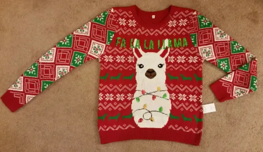 Discover Women's Llama Ugly Christmas Sweater Juniors Size XXL Red Green NEW!!!