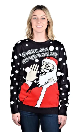 RWB Women's Ugly Christmas Sweater - Santa Festive Holiday Xmas Pullover Navy