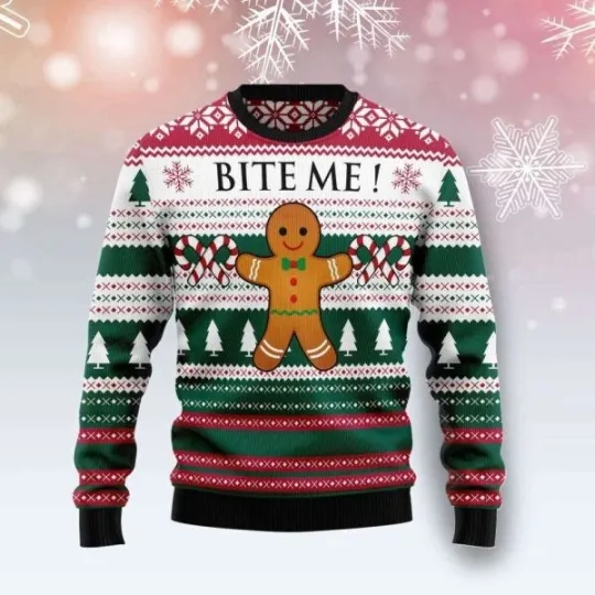 Discover Christmas Cookies Bite Me Ugly Christmas Sweater Xmas Ugly Sweaters Gift