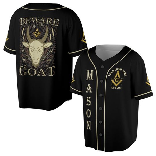 Masonic Beware Of The Goat Funny Freemason Baseball Jersey