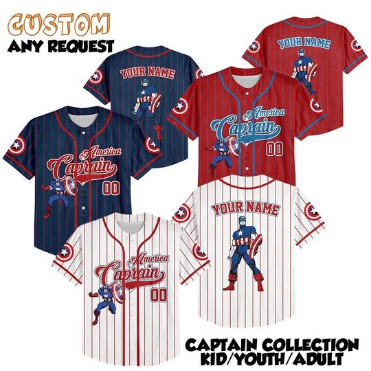 Discover Personalized Captain America Collection Baseball Jersey
