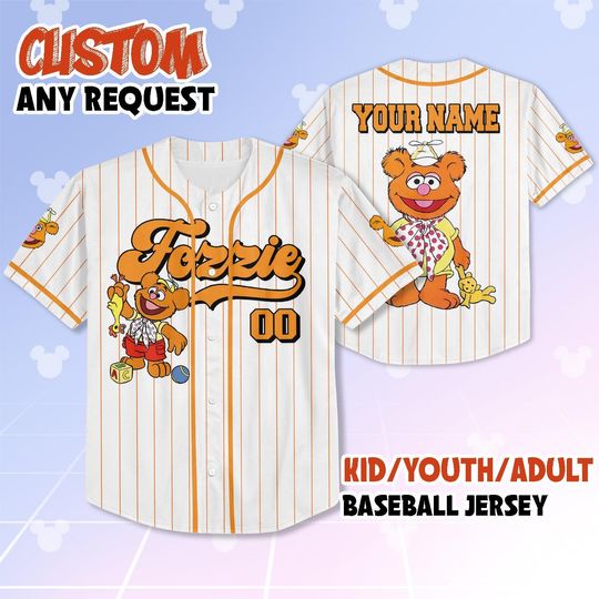 Baby Fozzie Bear Jersey Shirt, Disney Muppets Babie Baseball Jersey