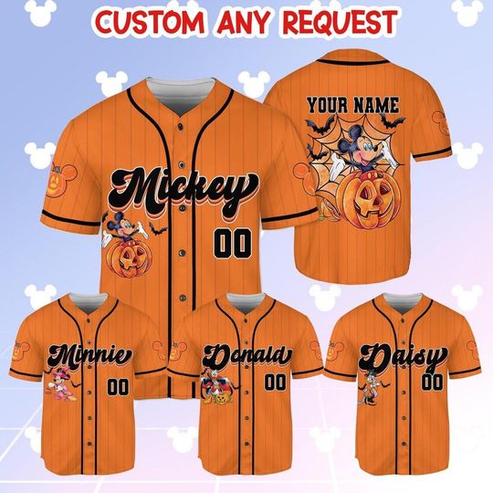 Disney Mickey And Friends Pumpkin Jersey, Mickey And Co In Pumpkin Halloween Shirt