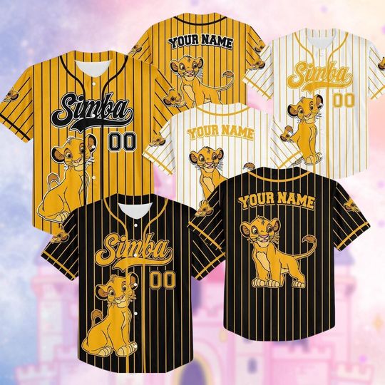 Discover Personalize Disney The Lion King Simba Striped Black, Disneyland Baseball Team Jersey