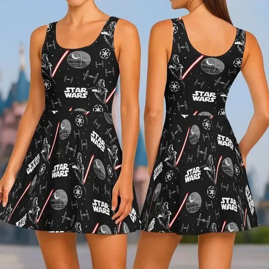 Darth Vader Skater Dress, Star Wars Women Dress, Disney Trip Casual Dress, Galaxy's Edge Vacation Dress, Star Wars Fan, Gift For Her