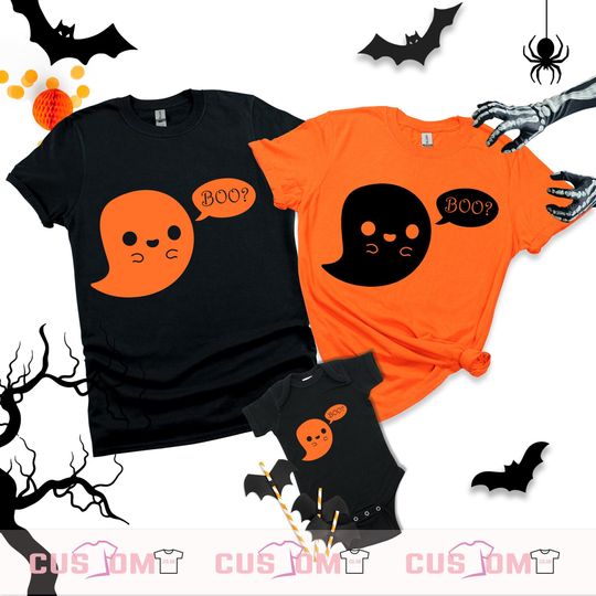 Discover Matching Family Halloween Boo T-Shirt, Funny Ghost Costume for Women and Kids