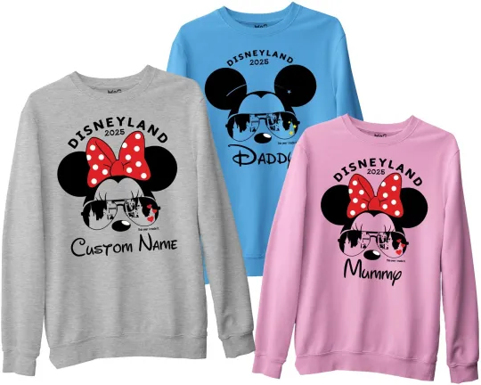Discover Personalized Disneyland Family Sweatshirt Minnie/Mickey Jumpers