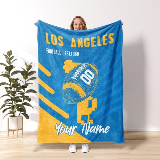 Discover Los Angeles Football Vintage Personalized Blanket,Los Angeles Charger Football Blanket,Los Angeles Football Fans Gift, Sunday Football FB29
