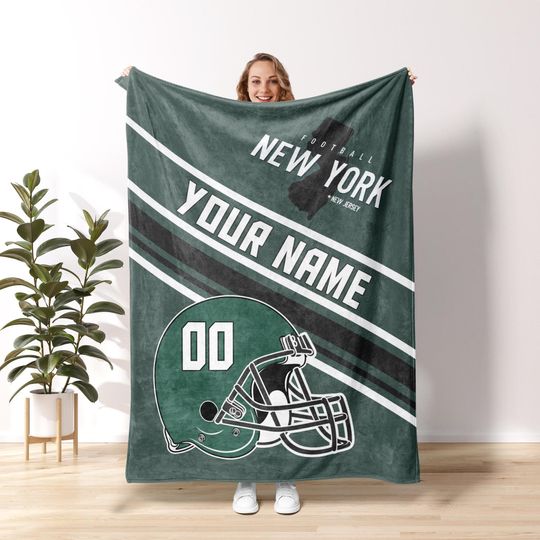 New York Football Personalized Blanket, New York Football Blanket,Jet New York Blanket,Sunday Football Blanket,New York Fan Gift FVA28