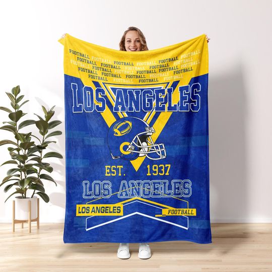 Discover Los Angeles Football Vintage Personalized Blanket, Game Day Pullover, Ram 90s Style Football Blanket, Ram Fans Gift FC25