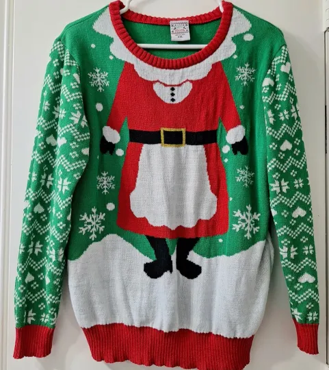 Discover Ugly Christmas Holiday Knit Sweater Mrs Santa Claus Womens Size XXL Large READ