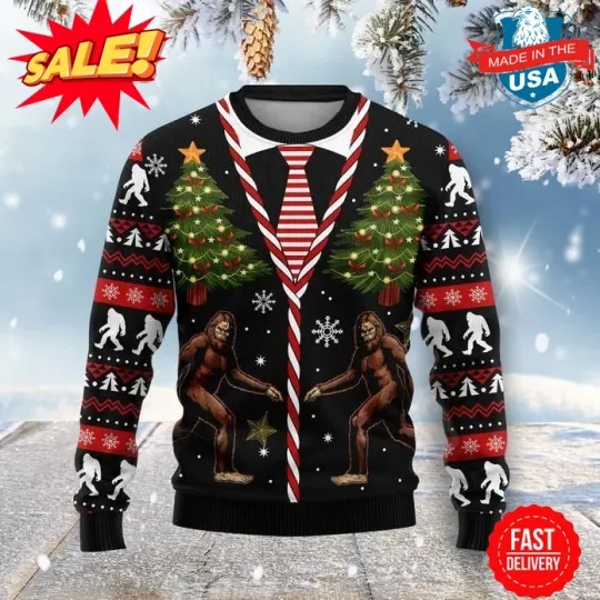 Bigfoot Ugly Christmas Sweater, Christmas 2024 Party, Matching Christmas Sweater
