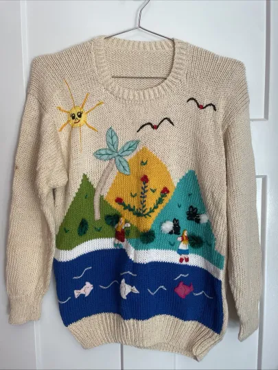 Handmade Unique Unisex Hand Knitted Ugly Christmas Sweater OSFM