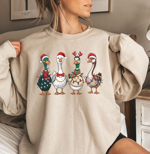 Discover Christmas Ducks Sweatshirt, Funny Duck Christmas Shirt, Farm Animal Holiday Sweater