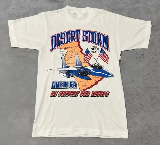 Discover 1990s Desert Storm Gulf War Vintage White T-Shirt