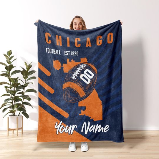 Chicago Football Blanket,Retro Chicago Bear Football Blanket , Chicago Bear Fan Gift , Sunday Football FB12