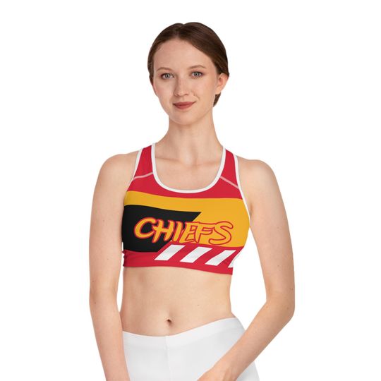 Chiefs Vibrant Color Block Sports Bra for Active Lifestyle | Fitness Apparel, Workout Gear, Gym Top, Yoga Tank, Running Bra