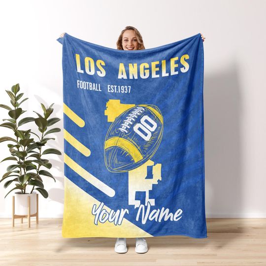 Discover Los Angeles Football Vintage Personalized Blanket, Game Day Pullover, Ram 90s Style Football Blanket, Ram Fans Gift FB25