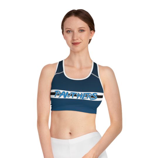 Panthers Vibrant Color Block Sports Bra for Active Lifestyle | Fitness Apparel, Workout Gear, Gym Top, Yoga Tank, Running Bra