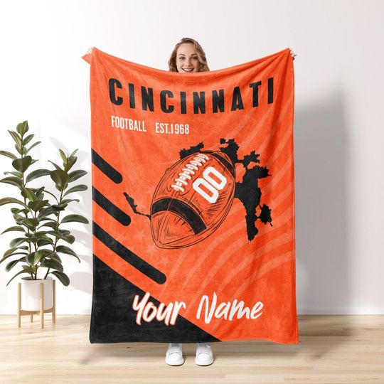 Cincinnati Football Personalized Blanket,Game Day Blanket,90s Cincinnati Football Game Day Blanket,Bengal Fans Gift FB21
