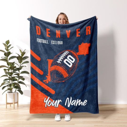 Discover Denver Football Personalized Blanket,Retro Denver Football Football Blanket,Denver Footbal Fans Gift,Sunday Football FB10