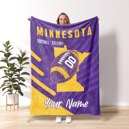 Minnesota Football Personalized Blanket, The Vikes Blanket, Vintage Minnesota Blanket, Viking Blanket, Minnesota Fan Gift FB19