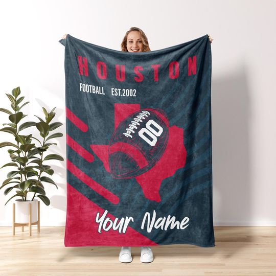 Houston Football Personalized Blanket,Vintage Houston Football Blanket,Houston Blanket,Houston Texan Fans Gift, Sunday Football FB22