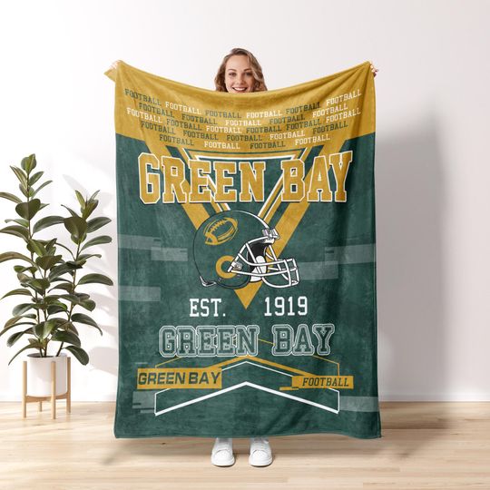 Discover Green Bay Football Personalized Blanket,Retro Green Bay Packer Varsity Blanket,Green Bay Family Blanket,Packer Fans Gift  FC5