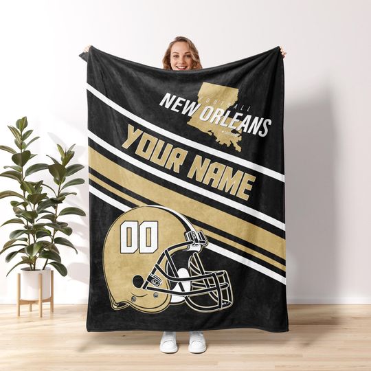New Orleans Football Personalized Blanket,New Orleans Football Blanket,Retro Saint Football Blanket,Sunday Football FVA11