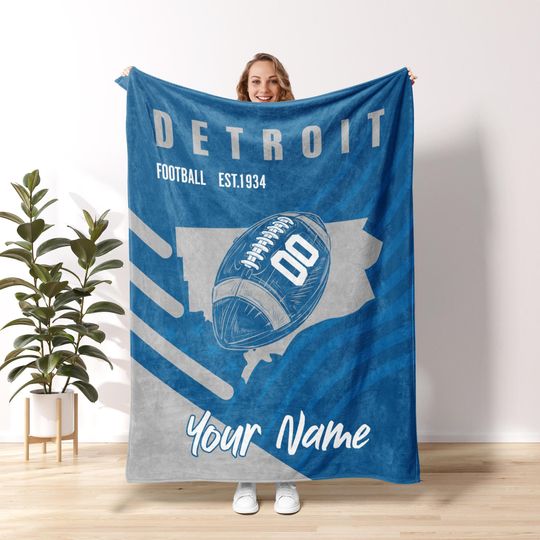 Detroit Football Personalized Blanket,Detroit Lion Football Blanket,Detroit Football Blanket,Detroit Lion Fans Gift,Sunday Football FB18