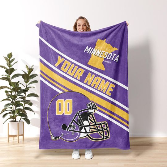 Minnesota Football Personalized Blanket, The Vikes Blanket, Vintage Minnesota Blanket, Viking Blanket, Minnesota Fan Gift FVA19