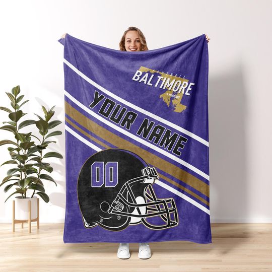 Discover Baltimore Football Vintage Personalized Blanket,Retro Raven Blanket,Family Blanket,Baltimore Football Fans Gift FVA16