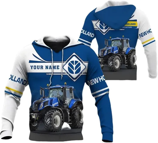 Discover Personalized Name Truck New Holland Tractor 3D All Over Printed Hoodie, Gift For Fan