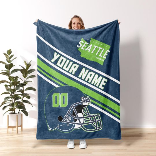 Discover Seattle Football Vintage Personalized Blanket,Seattle Seahawk Football Family Blanket, Seahawk Fans Gift, Retro Seattle Football FVA7