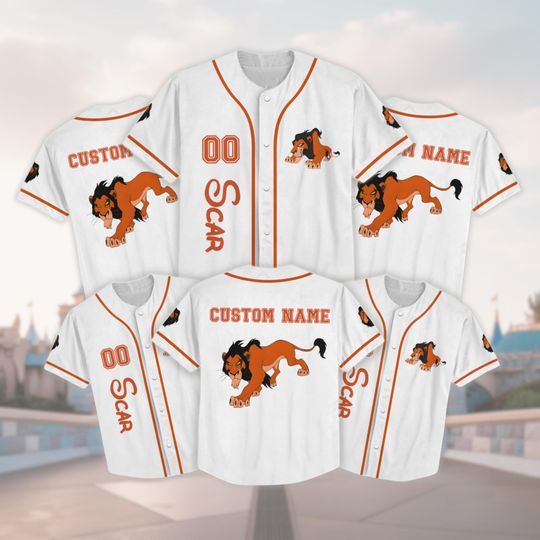 Custom Scar The Lion King Baseball Jersey, Disney Villain Cosplay Shirt